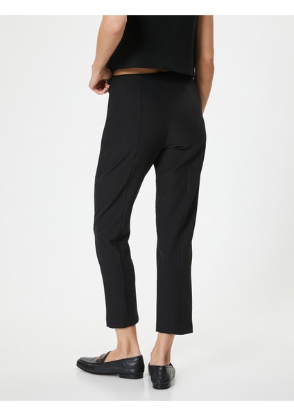 Cigarette Kumaş Pantolon Yüksek Bel Slim Fit Krep Kumaş