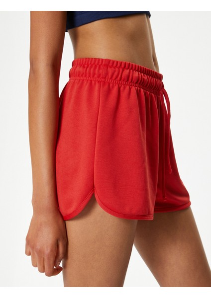 Ekstra Mini Spor Şort Beli Bağcıklı Yüksek Bel Relax Fit
