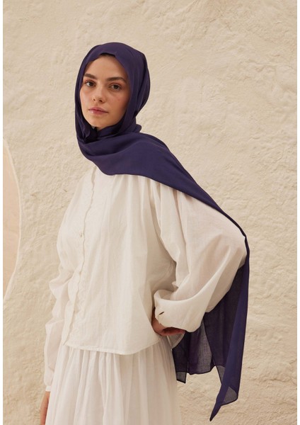 Rami Viskon Şal Patlıcan Moru