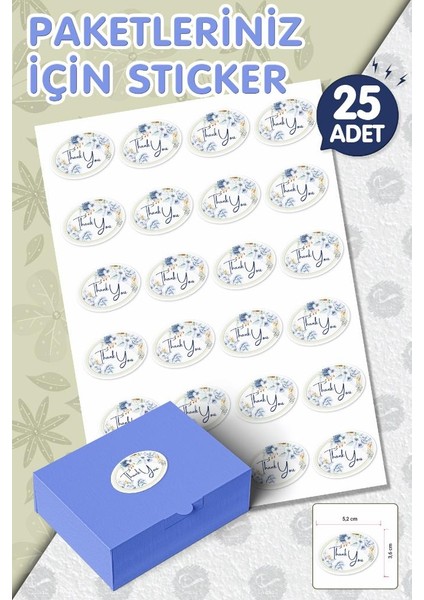 Thank You Sticker 5 2 cm 25 Adet Opak Sticker Hand Made Yapışkanlı Etiket T989