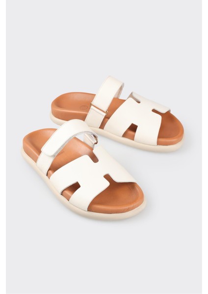 Ekru Deri Kadın Düz Terlik fiyatları