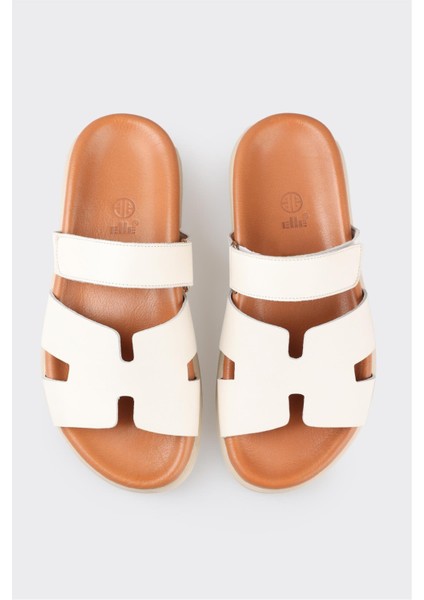 Ekru Deri Kadın Düz Terlik fırsatları