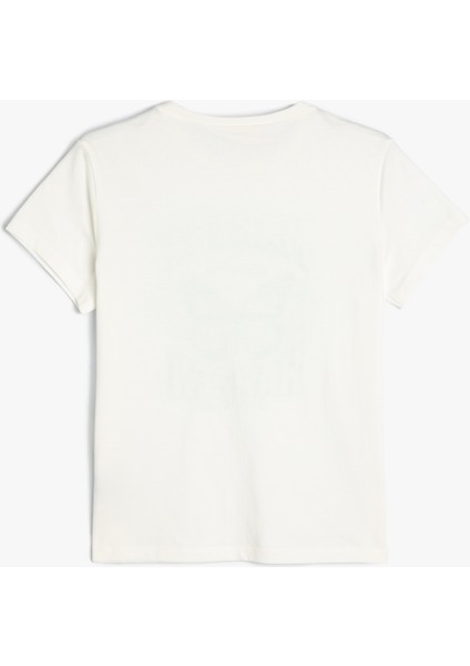 T-Shirt Kelebek Baskılı Kısa Kollu Bisiklet Yaka Pamuklu fiyatları