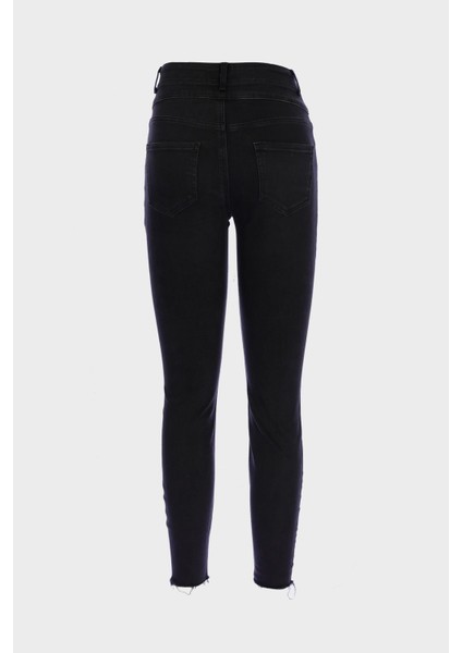 Judy Antrasit Yüsek Bel Patı Fermuarlı Düğme Detaylı Paçası Kesik Skinnyfit Jean Pantolon C 4521-203 fiyatları