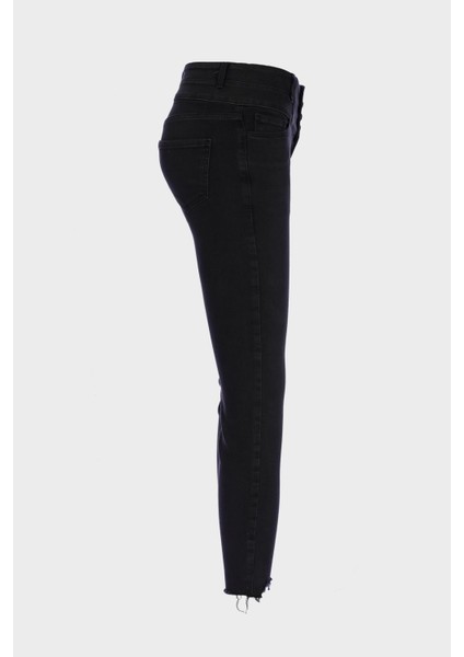 Judy Antrasit Yüsek Bel Patı Fermuarlı Düğme Detaylı Paçası Kesik Skinnyfit Jean Pantolon C 4521-203 fırsatları