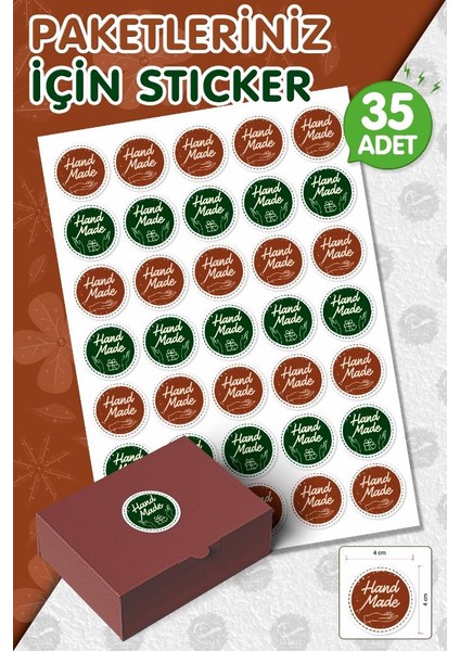 Hand Made Sticker 35 Adet 4 cm Hand Made Yapışkanlı Etiket T987