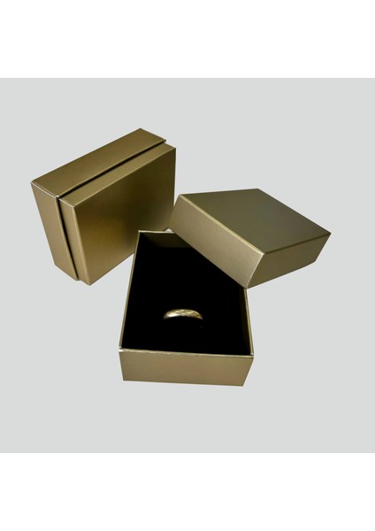 Gold/Altın Takı Kutusu 8 x 6 x 3 cm 25 Adet/Pieces Süngerli Gold Jewelry Gift Bo x With Sponge