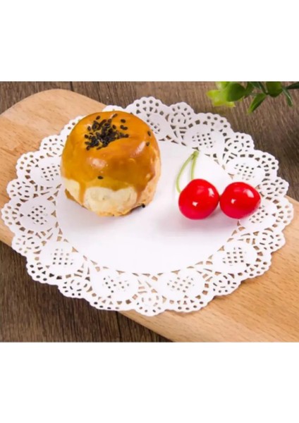 Dantel Pasta Altlığı 100LÜ 18 cm Yuvarlak Tabak Pasta Muffin Kek Kurabiye Sunum Altlığı Sunum