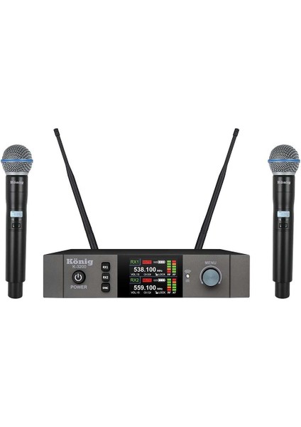 K-3200 Çift El Kablosuz Telsiz Mikrofon 99 Digital Kanal Uhf