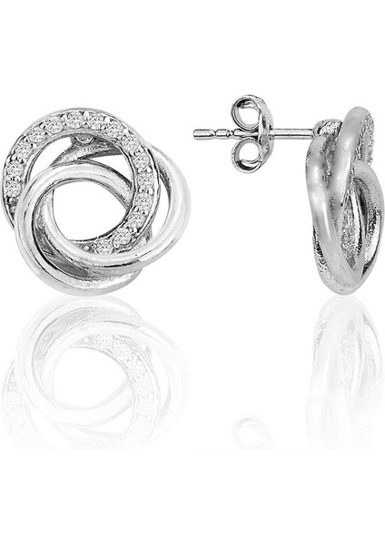 Gümüş Rodyumlu Zirkon Taşlı Pervane Modeli Küpe SGTL12417RODAJ