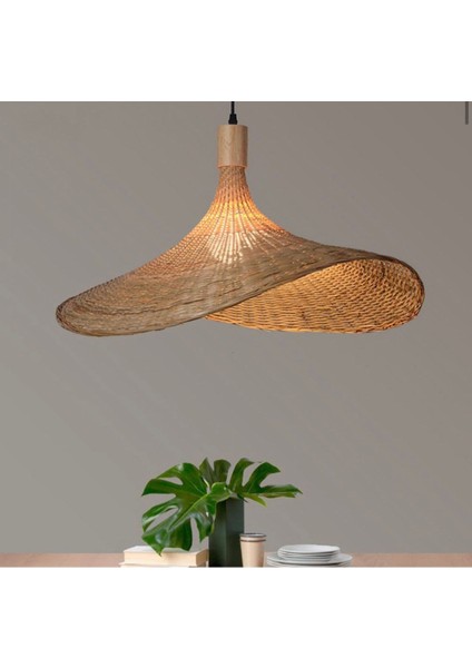 E27 Modern Nordic Tasarım Bamboo Avize Hasır Avize 1.sınıf Kalite 300MM Çap Naturel Ferahlık Katar