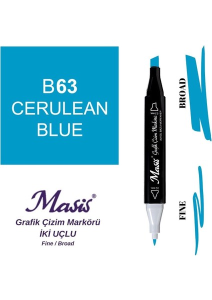 Twin Çift Uçlu Marker Kalemi 63 Cerulean Blue