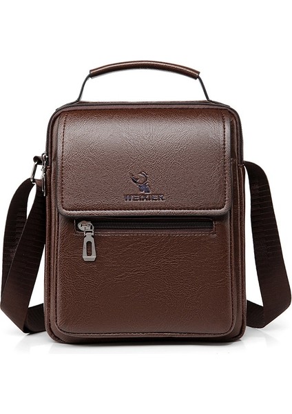 Rahat Büyük Kapasiteli Retro Crossbody Çanta Erkek Dikey Iş Su Geçirmez Omuz Çantası (Yurt Dışından)