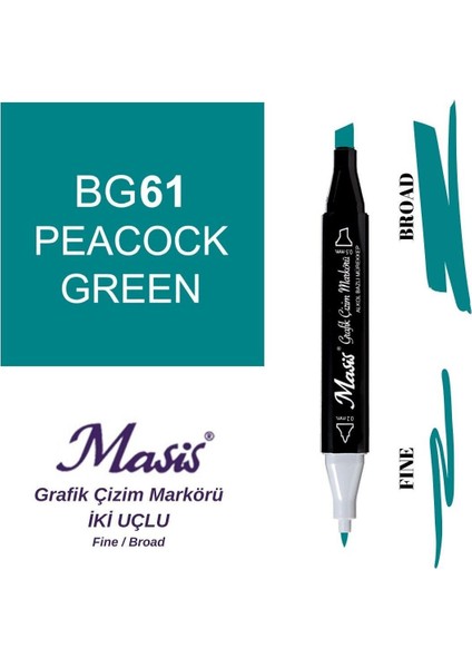 Twin Çift Uçlu Marker Kalemi 61 Peacock Green