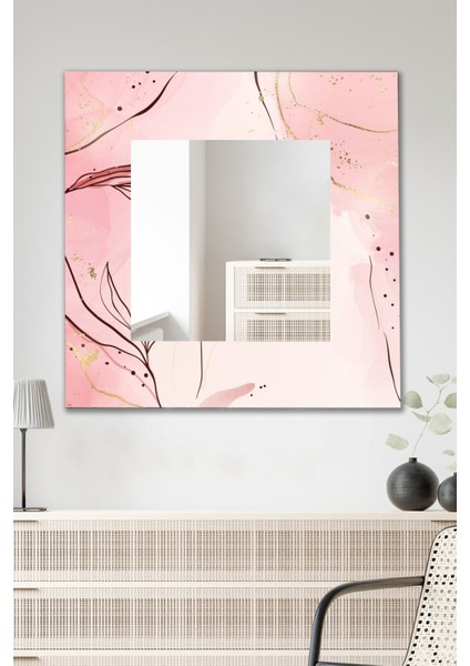 Dekoratif Pudra Duvar Aynası Antre Salon Banyo Ofis Aynası 60X60