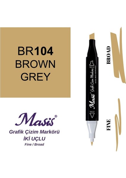 Twin Çift Uçlu Marker Kalemi 104 Brown Grey fiyatları