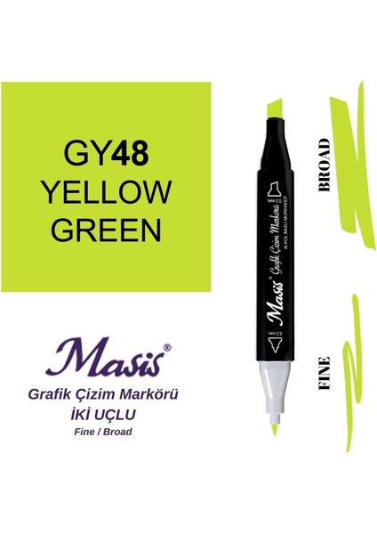 Twin Çift Uçlu Marker Kalemi 48 Yellow Green