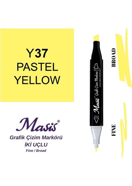 Twin Çift Uçlu Marker Kalemi 37 Pastel Yellow