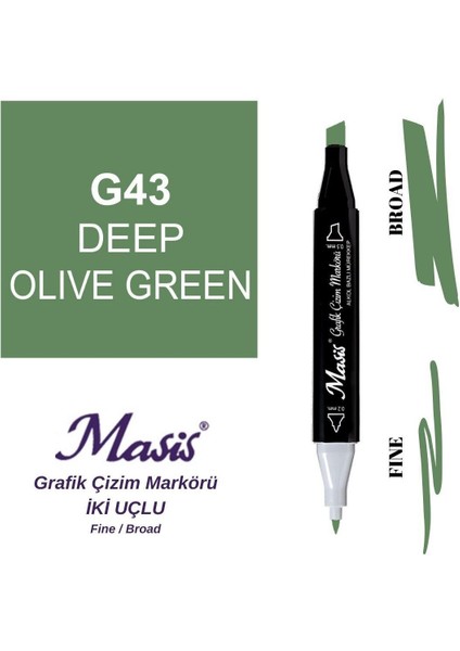 Twin Çift Uçlu Marker Kalemi 43 Deep Olive Green