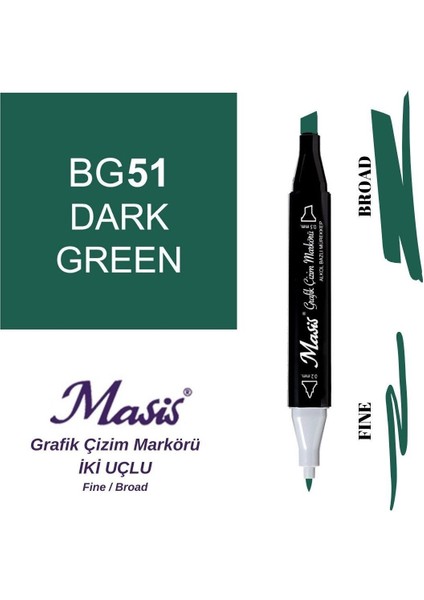 Twin Çift Uçlu Marker Kalemi 51 Dark Green