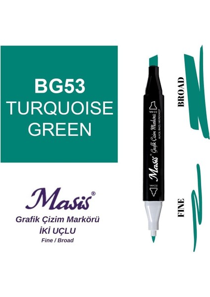 Twin Çift Uçlu Marker Kalemi 53 Turquoise Green