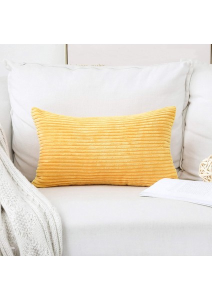 2'Li Dekoratif Yastık Kılıfı Seti Düz Çizgili Kadife Peluş Kadife Yastık Kılıfı Kanepe Için, 20 x 20 Inç (50 cm ), Ayçiçeği Sarısı (Yurt Dışından) fiyatları