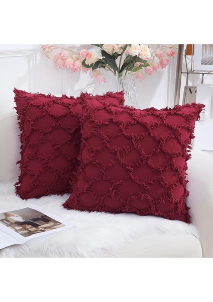 Wekity Bordo Dekoratif Yastık Kılıfı 18 x 18 Inç 2'Li Paket Boho Kanepe Ve Kanepe Için Atmak Yastık Kılıfı, Pamuk (Yurt Dışından)