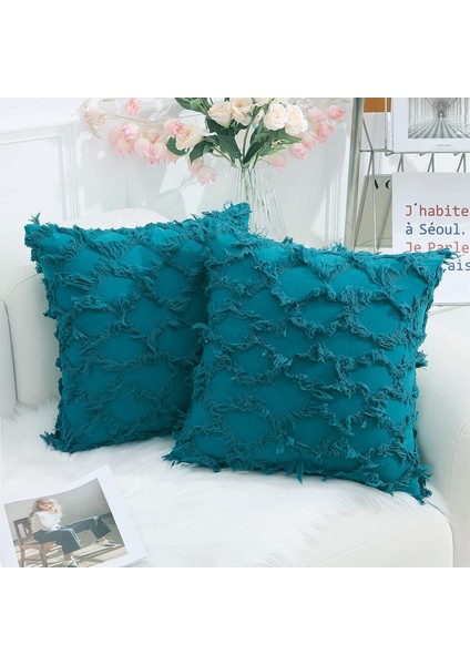 Wekity Teal Dekoratif Yastık Kılıfı 20 x 20 Inç 2'Li Paket Boho Kanepe Ve Kanepe Için Kırlent Kılıfı, Pamuk (Yurt Dışından)