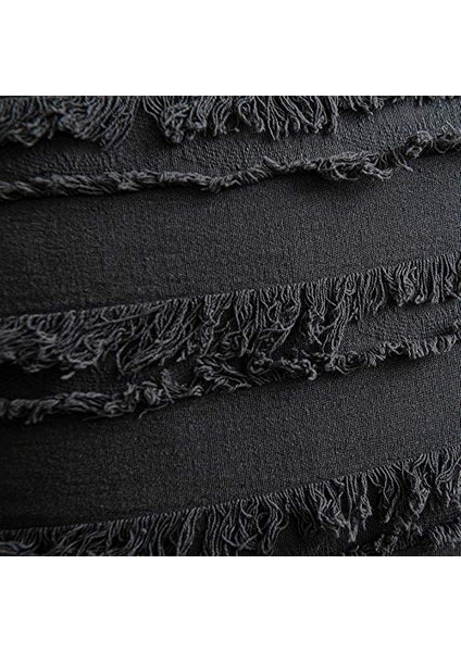 Gri Çizgili Dekoratif Yastık Kılıfları: 2 Paket 18 x 18 cm Boho Pamuk Keten Kare Çiftlik Evi Kanepe Kanepe Sandalyesi Için Püsküllü Yastık Kılıfı Atın, Koyu Gri (Yurt Dışından)