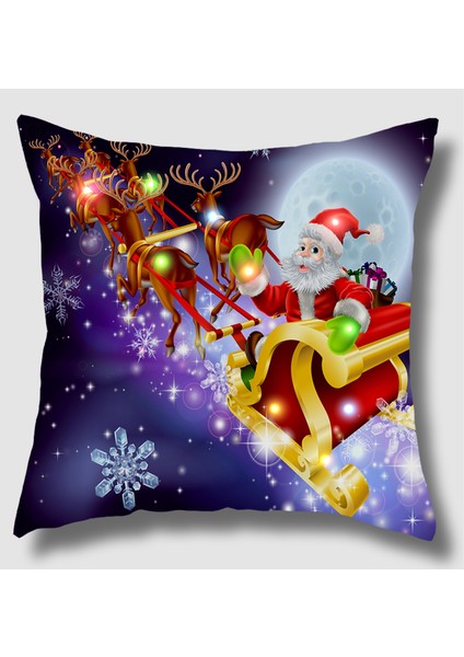 Wekıty --- Led Yastık 18 x 18 cm Set 2 Peluş Yastık Kılıfı Kanepe Kanepe Noel Ev Dekorasyonu Içın--4545 (Yurt Dışından)