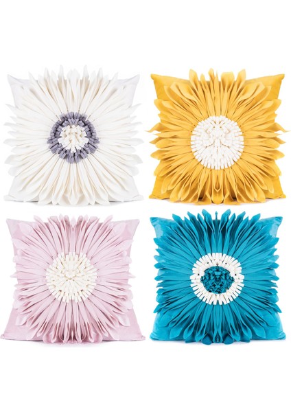 Wekity 18 x 18 cm Krizantem Ayçiçeği Atmak Yastık Kılıfı Seti, Dikiş Yaprakları Tatil Yastık, Ev Çekyat Misafir Odası Dekoru (Hafif Pembe) (Yurt Dışından)