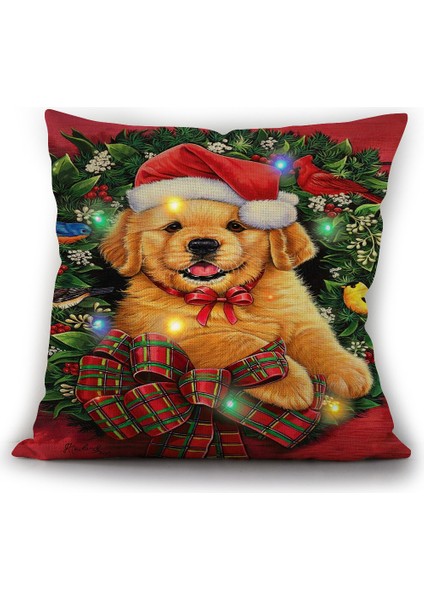 Wekıty--Led Renkli Işık Yastık Kılıfı 4 Parça, Pet Desen Yastık Kılıfı, Noel Keten Çekyat Atmak Minder Örtüsü Dekorasyonu (18" x 18")--4412 (Yurt Dışından)