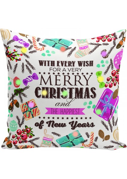Wekıty --- Led Yastık 18 x 18 cm Set 2 Peluş Yastık Kılıfı Kanepe Kanepe Noel Ev Dekorasyonu Içın--4545 (Yurt Dışından)