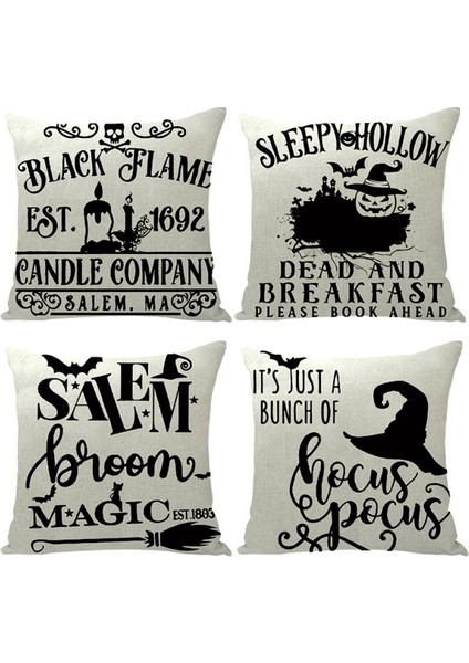 Cadılar Bayramı Yastık Kılıfı 18 x 18 Inç, Cadılar Bayramı Atmak Yastık Yastık Kılıfı Keten Cadılar Bayramı Ev Dekorasyonu Yastık Kılıfı Kanepe Ev Dekorasyonu Yastık Kılıfı (6) (Yurt Dışından)