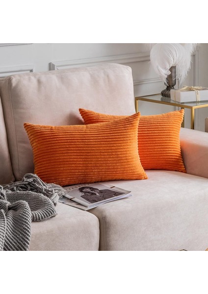 Paket Kanepe Için Atma Yastık Kılıfı Sandalye Için Çizgili Kadife Yastık Kılıfı, 16 x 16 Inç, 40 x 40 cm , Saf Beyaz (Yurt Dışından) fiyatları