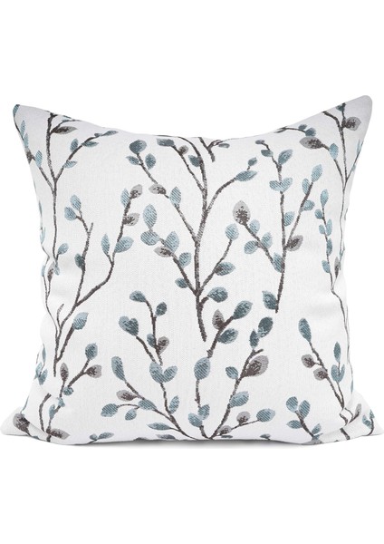 Wekity Klasik Nakış Jakarlı Teal Yaprak Desen Kare Dekoratif Kırlent Kılıfı Minder Örtüsü 18 x 18 cm (Yurt Dışından)
