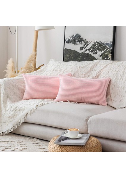 Sevimli Yastıklar Dikdörtgen Dekoratif Yastık Kapakları Çizgili Kadife Katı Dikdörtgen Yastık Kılıfı Kanepe Çocuklar Için Yürümeye Başlayan Çocuk, 12 x 20 Inç, 2'Li Set, Allık Pembe (Yurt Dışından) fiyatları