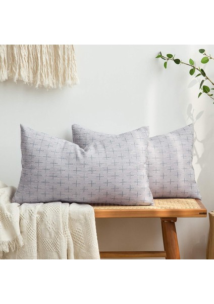 Wekity 2'Li Dekoratif Çuval Bezi Keten Atma Yastık Kılıfı Modern Çiftlik Evi Yastık Kılıfı Rustik Dokuma Dokulu Minder Örtüsü Kanepe Kanepe Yatak 12 x 20 cm Inç Grimsi Mor (Yurt Dışından)