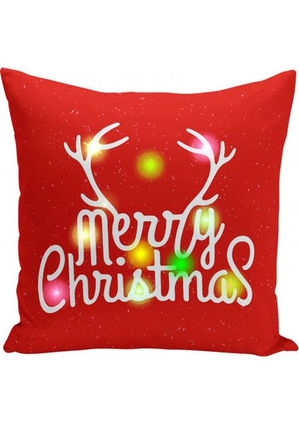 Wekıty --- Led Yastık 18 x 18 cm Set 2 Peluş Yastık Kılıfı Kanepe Kanepe Noel Ev Dekorasyonu Içın--4545 (Yurt Dışından)