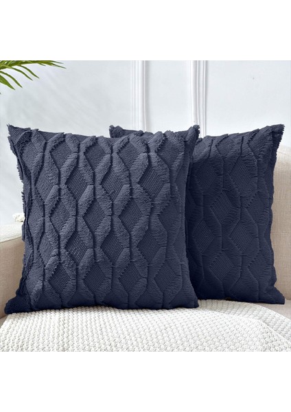 Yastık Kılıfı 20 x 20 cm Lacivert Dekoratif Boho Yastık Kılıfı Minder Örtüsü Kadife Lüks Yumuşak Peluş Kısa Yün Kanepe Kanepe Yatak Odası Araba Için, 2'Li Set (Yurt Dışından) fiyatları
