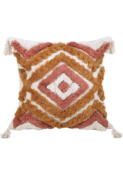 Wekity Boho Kırlent Kılıfı 18 x 18 cm Püsküllü, Dekoratif Yastık Kılıfı Dokuma Püsküllü Bohem Yastık Kılıfı Kanepe Kanepe Yatak Odası Oturma Odası (Turuncu) (Yurt Dışından)