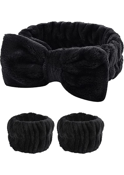 Sıcak Tarzı Yay Yüz Yıkama Bileklik Kafa Bandı Seti Peluş Basit Kısıtlama Kafa Bandı Kadın Saç Aksesuarları (Yurt Dışından)