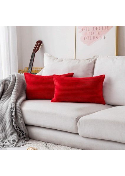 Kırmızı Noel Kanepe Için Yastıklar Atın Çizgili Kadife Katı Minder Örtüsü Çocuklar Için Dikdörtgen Dekoratif Yastık Kılıfı Atın Yürümeye Başlayan Çocuk, 12 x 20, 2'Li Set, Kırmızı (Yurt Dışından) fiyatları