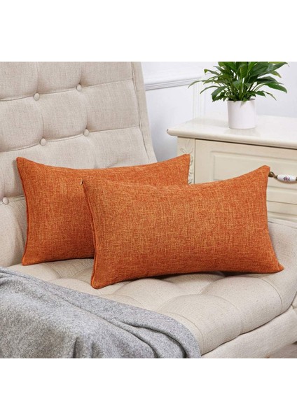 2 Set Sonbahar Turuncu Yastık Rustik Keten Dekoratif Kare Atmak Yastık Kapakları 18 x 18 cm Kanepe Kanepe Dekorasyonu (Yurt Dışından) fiyatları