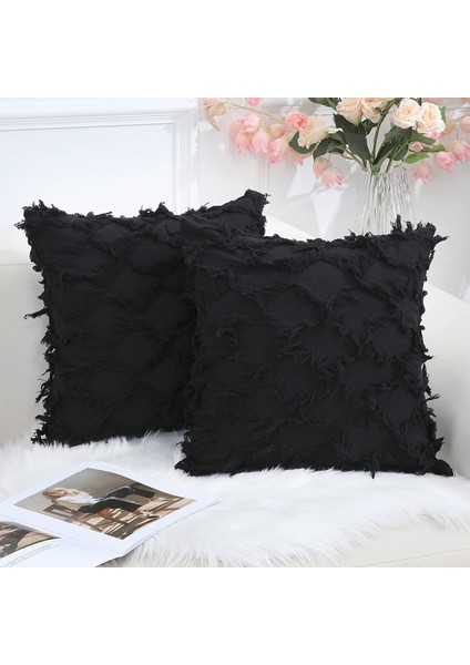 Wekity Siyah Dekoratif Yastık Kılıfı 20 x 20 Inç 2'Li Paket Boho Kanepe Ve Kanepe Için Kırlent Kılıfı, Pamuk (Yurt Dışından)