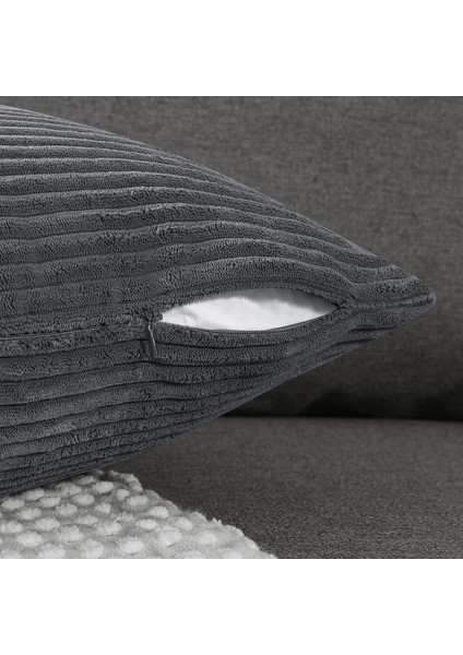 2'Li Set, Çizgili Dekoratif Kırlent Kılıfı, 20 x 20 Inç, Oturma Odası Kanepe Kanepe Için Yumuşak Dokunuşlu Düz Renk Koyu Gri Kadife Yastık Kılıfları (Yurt Dışından) fiyatları