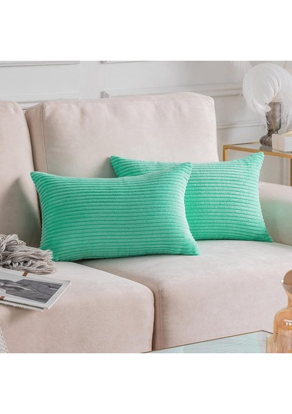 Oturma Odası Için Büyük Atma Yastık Kılıfları Yaz Seyahati Için Çizgili Peluş Kadife Yastık Kılıfları, 2 Paket, 24 x 24 Inç (60 x 60 cm ), Deniz Mavisi (Yurt Dışından) fiyatları