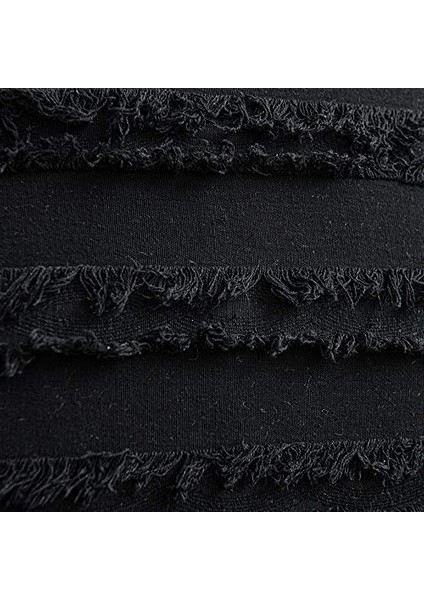 Siyah Atmak Yastık Kılıfı: 2 Paket 12 x 20 cm Inç Boho Çizgili Pamuk Keten Dikdörtgen Dekoratif Yastık Kılıfı Çiftlik Evi Kanepe Kanepe Sandalye Için Püsküllü (Yurt Dışından)