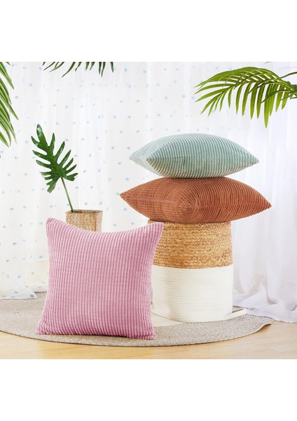 Bebek Pembe Kırlent Örtüsü, 18 x 18 cm, Kadife Kare Yastık Örtüsü, Yatak Odası Kanepe Oturma Odası Kanepe Için Çizgili, 2'Li Set (Yurt Dışından) fiyatları