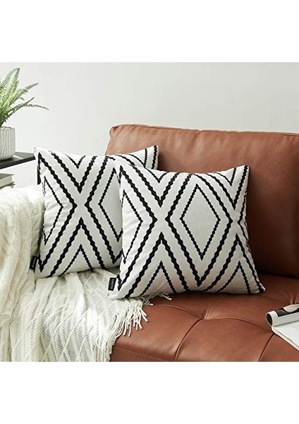 2'Li Beyaz Lomber Yastık Kılıfı Seti 12 x 20 Inç Boho Aztek Polyester Karışımı Dekoratif Kırlent Kapakları Kanepe Kanepe Yatak Dekoru (Yurt Dışından)
